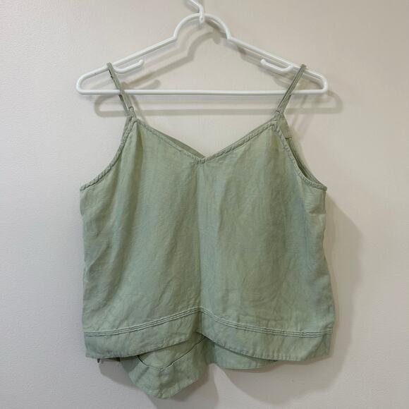 Tommy Bahama Womens Size 12 Silk & Linen Green Cropped Tank Top Tropical Preppy - Picture 4 of 4